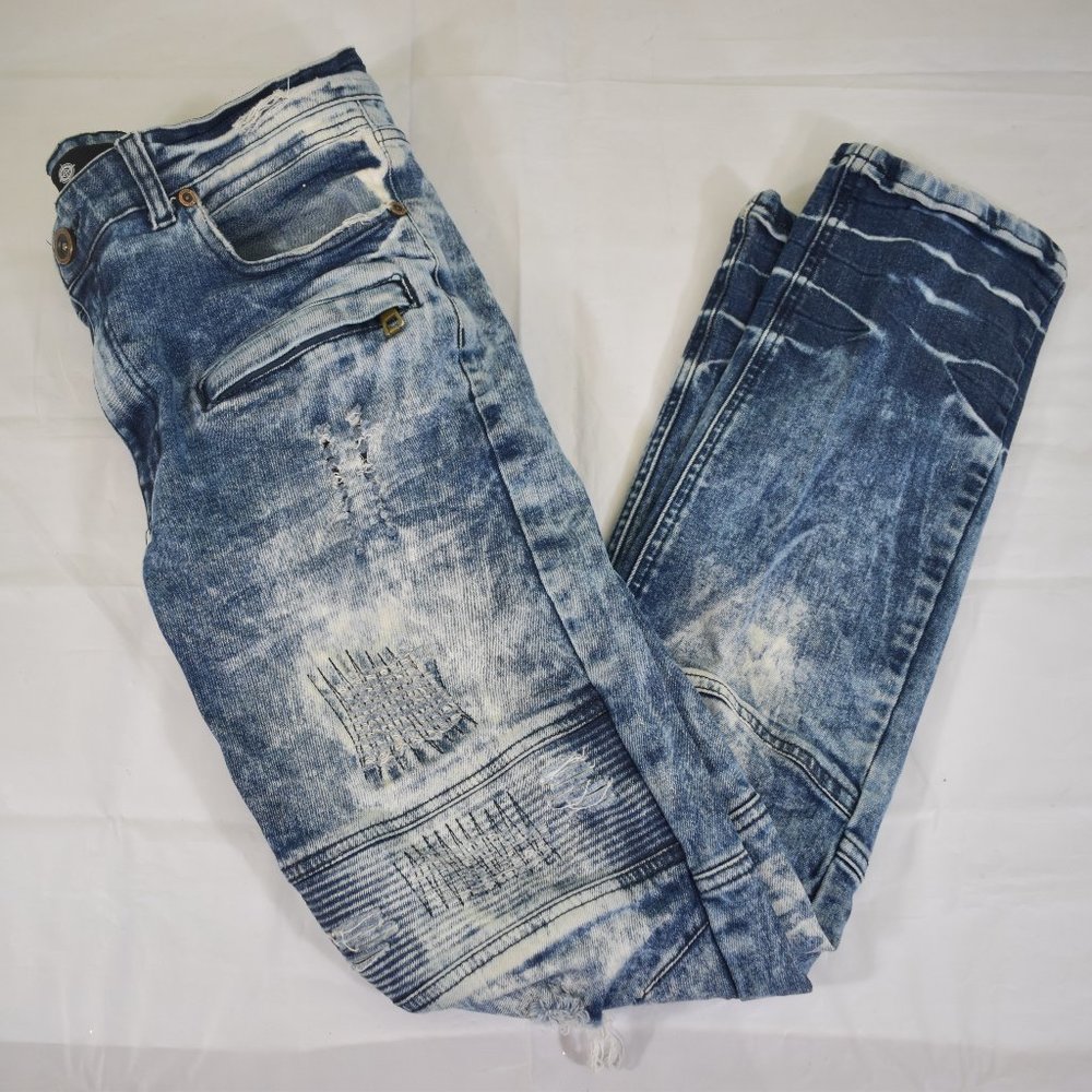 Men’s Focus Company Co Distressed Acid Washed Demin Skater Jeans size 34x32